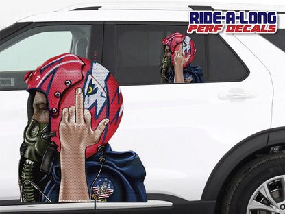 Fighter Pilot Giving the Bird *RIDE A LONG* Perforated Decal - Angler's Pro Tackle & Outdoors