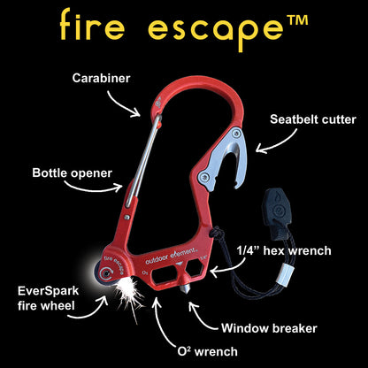 Outdoor Element Fire Escape: Fire-Starting Multitool Carabiner