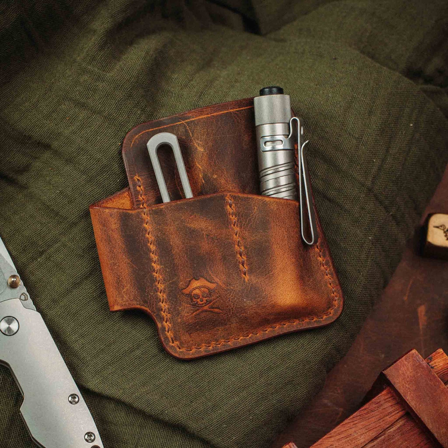 Pirate Goods Small Pocket Organizer - First Mate Mini | Leather Pocket Slip | Handcrafted Everyday Carry