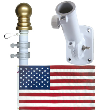 Flagman of America Aluminum Spinning Flagpole Kit w/ Flag & Adjustable Bracket - Angler's Pro Tackle & Outdoors