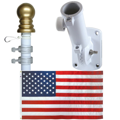 Flagman of America Aluminum Spinning Flagpole Kit w/ Flag & Adjustable Bracket - Angler's Pro Tackle & Outdoors