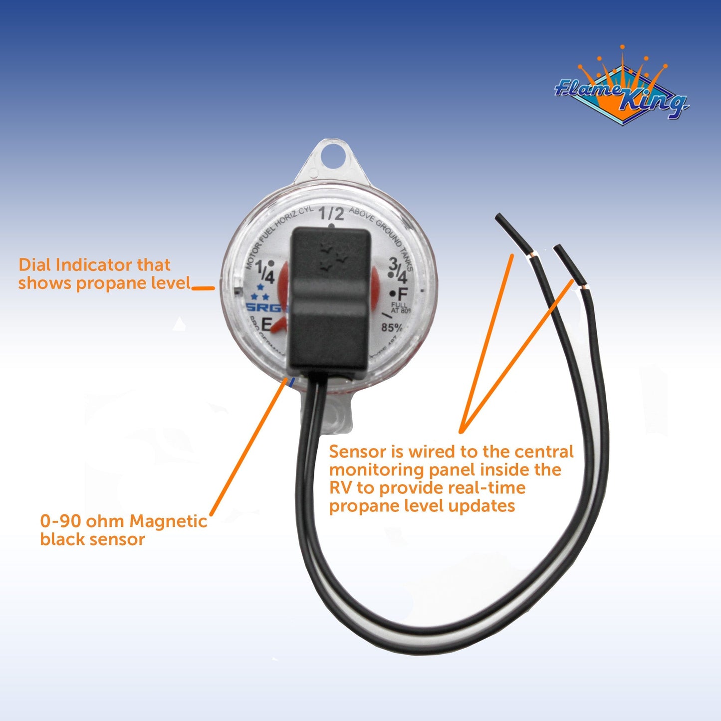 Flame King 0 - 90 Ohm Twin - Site Remote Dial Gauge for RV ASME Propane Tanks - Angler's Pro Tackle & Outdoors