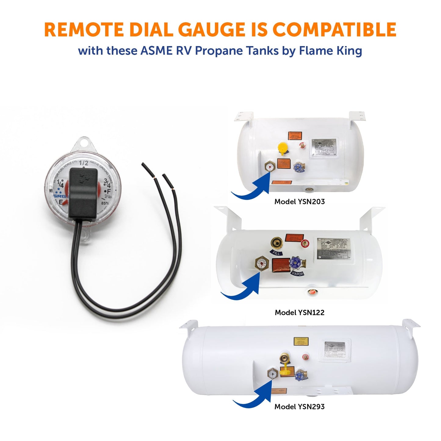 Flame King 0 - 90 Ohm Twin - Site Remote Dial Gauge for RV ASME Propane Tanks - Angler's Pro Tackle & Outdoors