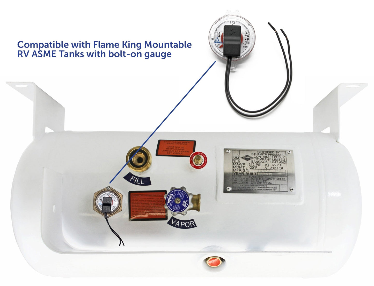 Flame King 0 - 90 Ohm Twin - Site Remote Dial Gauge for RV ASME Propane Tanks - Angler's Pro Tackle & Outdoors