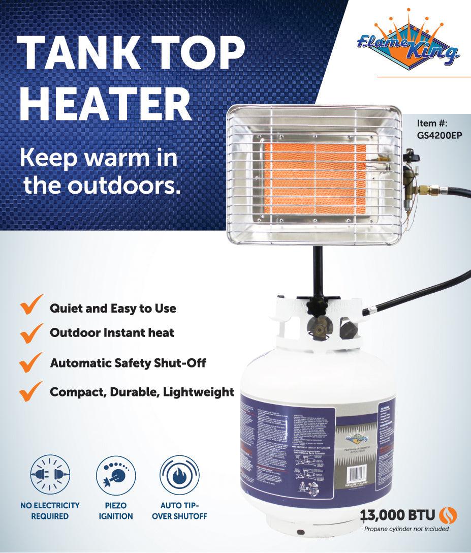 Flame King 13,000 BTU Outdoor Portable Propane Tank Top Heater Igniter - Angler's Pro Tackle & Outdoors
