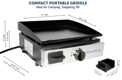 Flame King 17 inch LP Griddle with Small Regulator for RV pullout - Angler's Pro Tackle & Outdoors