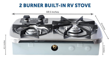 Flame King 2 Burner Built - In RV Trailer Stove with Wind Shield - Angler's Pro Tackle & Outdoors