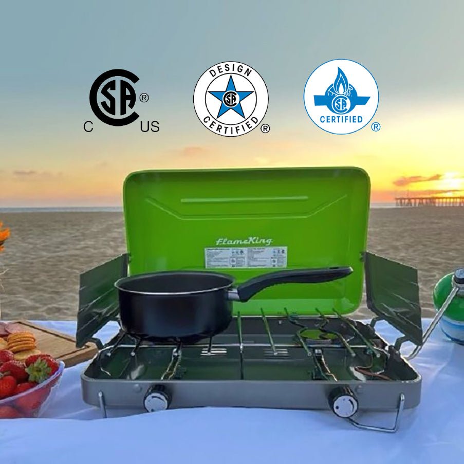 Flame King 2 Burner Portable Propane Gas Camping Stove Grill - Angler's Pro Tackle & Outdoors