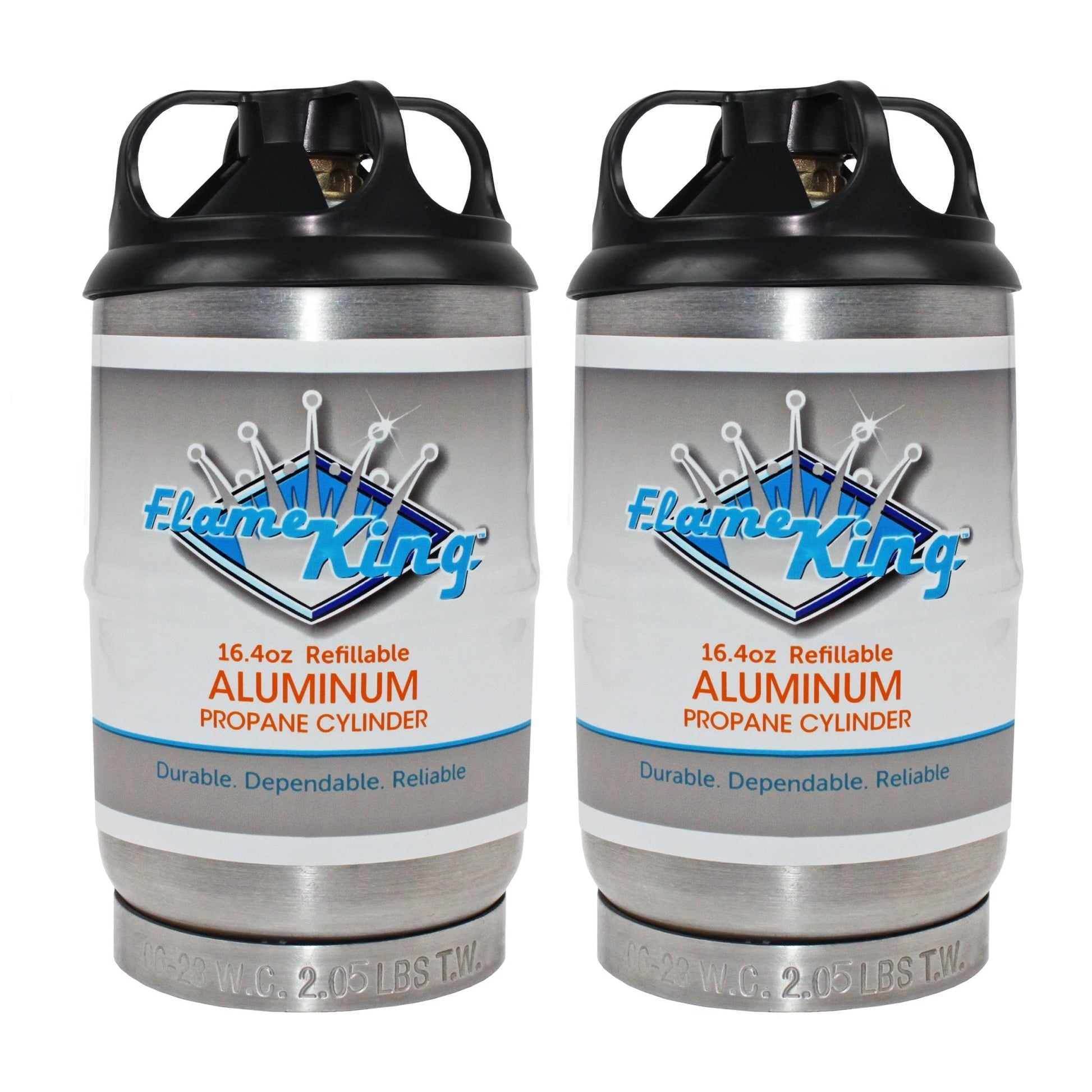 Flame King 2 pack Aluminum Eco Friendly Sustainable 1lb Empty Refillable Propane Tank LP Cylinder - Angler's Pro Tackle & Outdoors