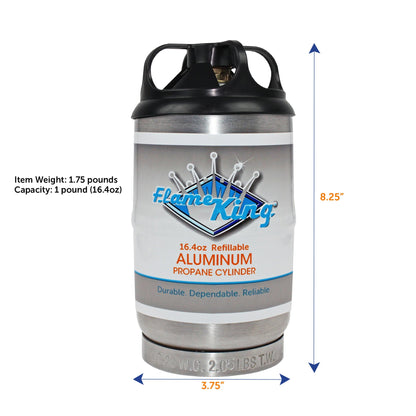 Flame King 2 pack Aluminum Eco Friendly Sustainable 1lb Empty Refillable Propane Tank LP Cylinder - Angler's Pro Tackle & Outdoors