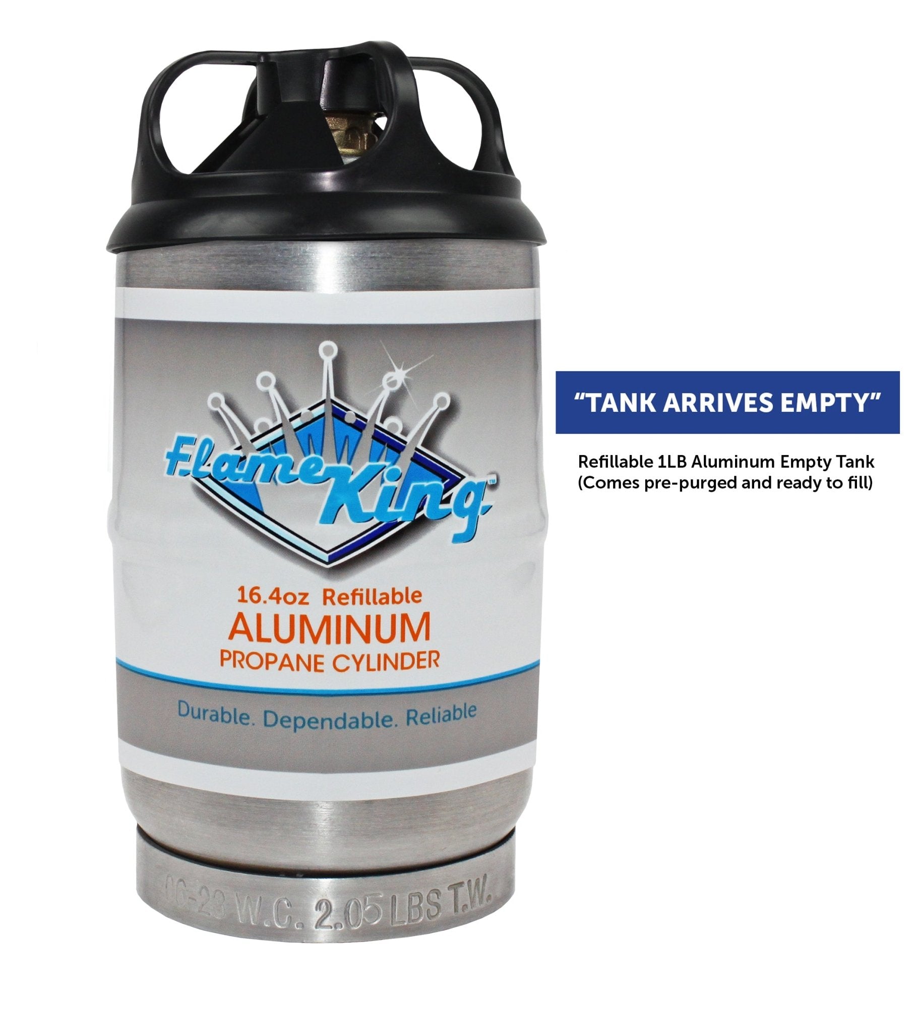 Flame King 2 pack Aluminum Eco Friendly Sustainable 1lb Empty Refillable Propane Tank LP Cylinder - Angler's Pro Tackle & Outdoors
