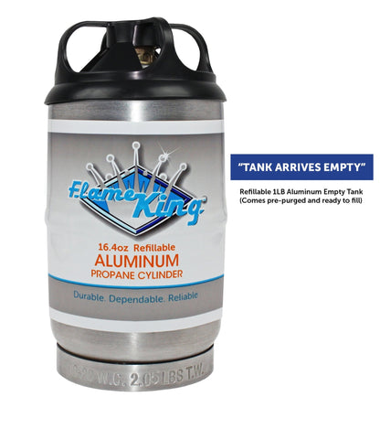 Flame King 2 pack Aluminum Eco Friendly Sustainable 1lb Empty Refillable Propane Tank LP Cylinder - Angler's Pro Tackle & Outdoors