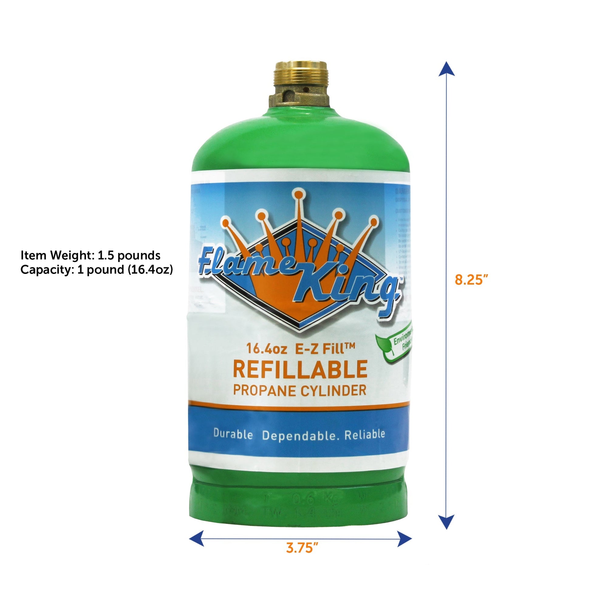 Flame King 2 pack Eco Friendly Sustainable 1lb Refillable Propane Tank LP Cylinder - Angler's Pro Tackle & Outdoors