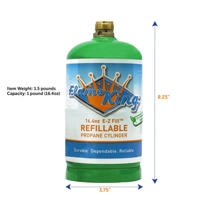 Flame King 2 pack Eco Friendly Sustainable 1lb Refillable Propane Tank LP Cylinder - Angler's Pro Tackle & Outdoors