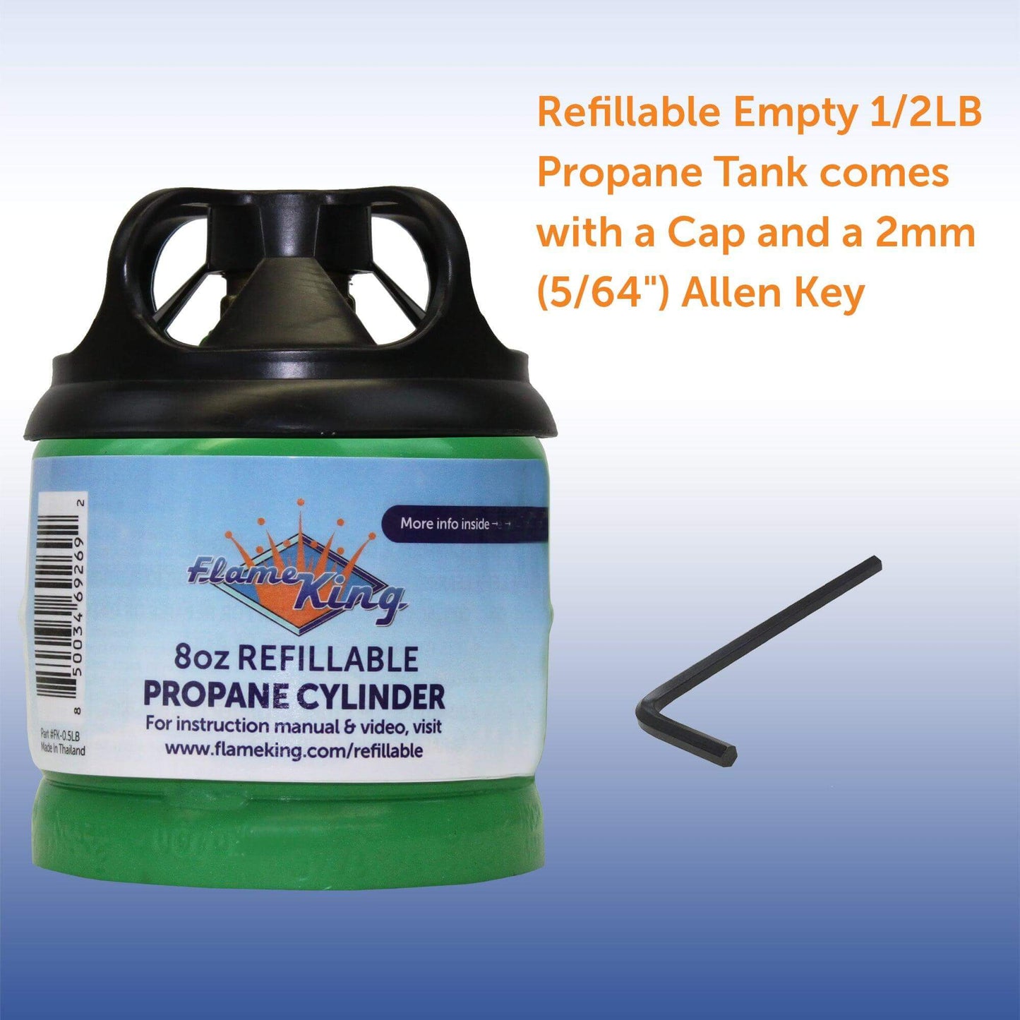 Flame King 2 Packs Eco Friendly Sustainable 8oz 1/2lb Refillable Propane Tank LP Cylinder - Angler's Pro Tackle & Outdoors