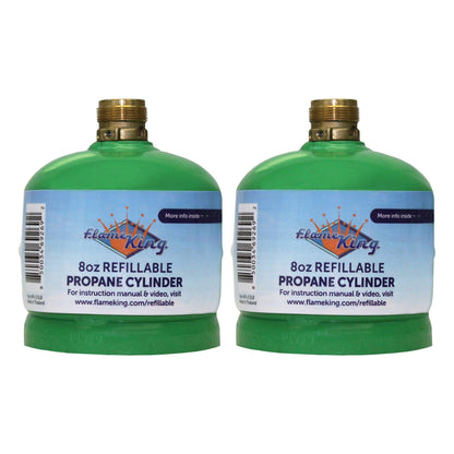 Flame King 2 Packs Eco Friendly Sustainable 8oz 1/2lb Refillable Propane Tank LP Cylinder - Angler's Pro Tackle & Outdoors