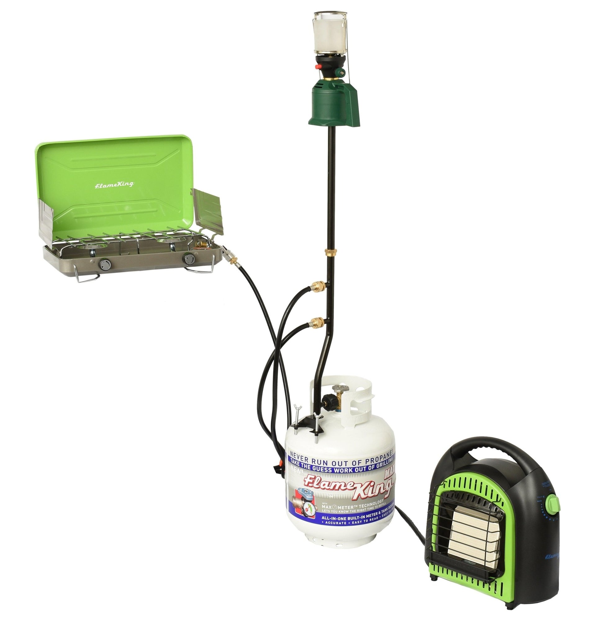 Flame King 3 Outlets Adapter 20 to 1LB Propane Tank Distribution Post Pole Tree Stem Stand - Angler's Pro Tackle & Outdoors