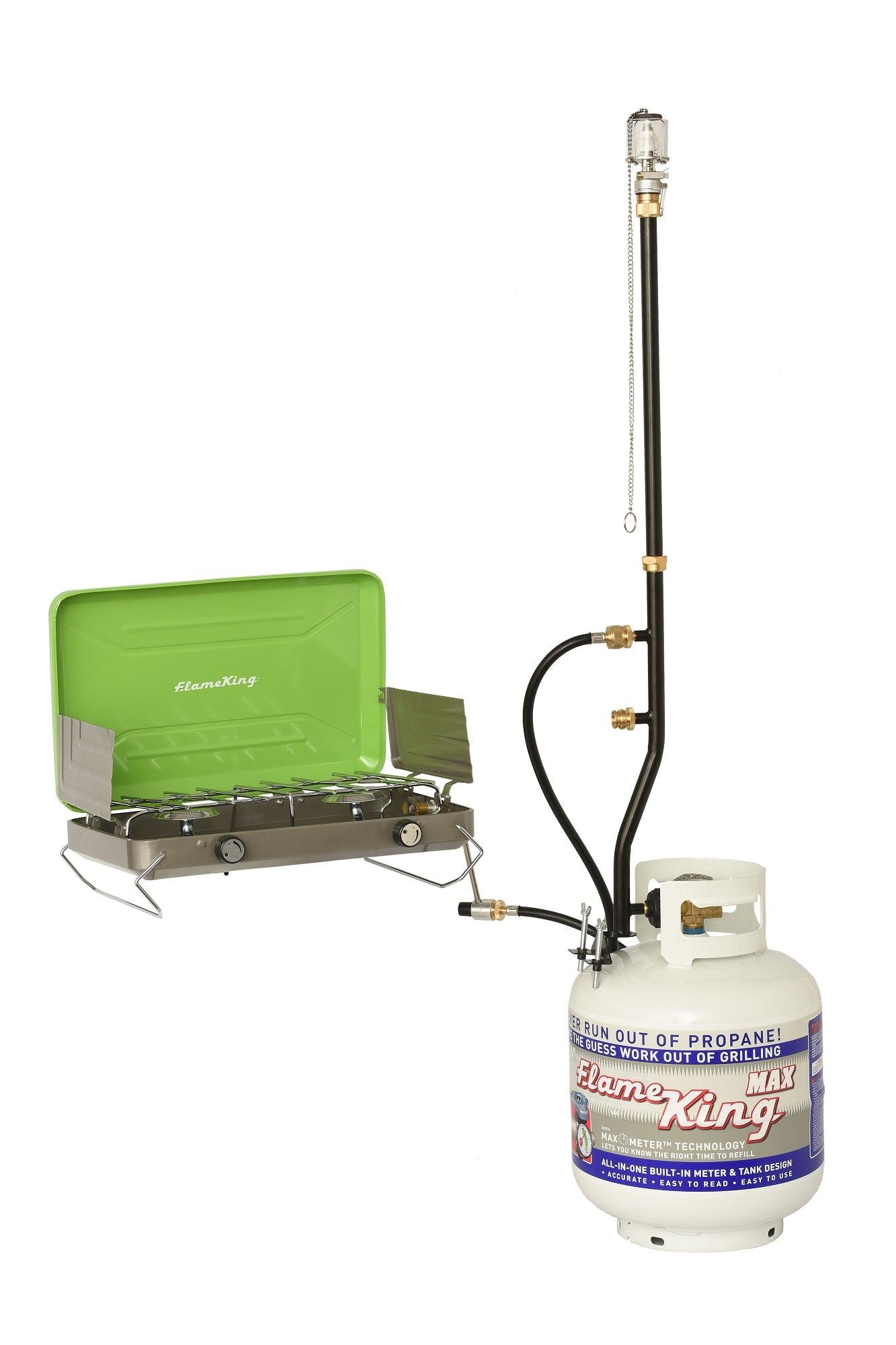 Flame King 3 Outlets Adapter 20 to 1LB Propane Tank Distribution Post Pole Tree Stem Stand - Angler's Pro Tackle & Outdoors