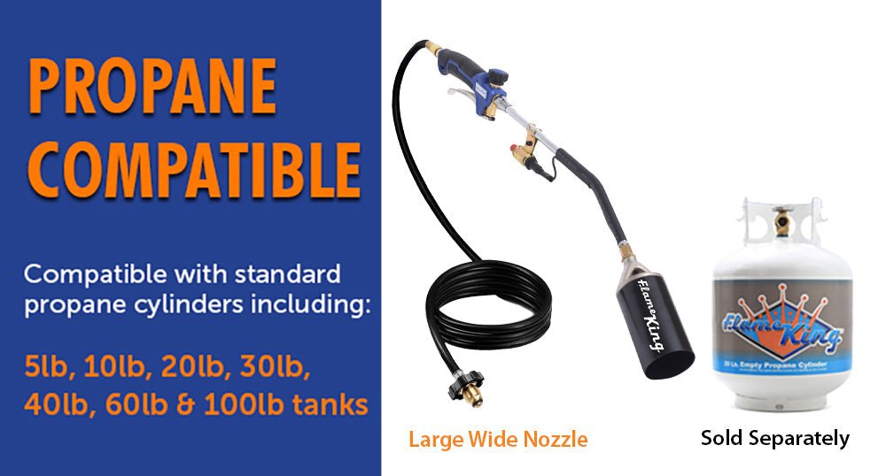 Flame King Auto Ignition Heavy Duty Propane Torch Weed Burner 340,000 BTU with Blast Trigger - Angler's Pro Tackle & Outdoors