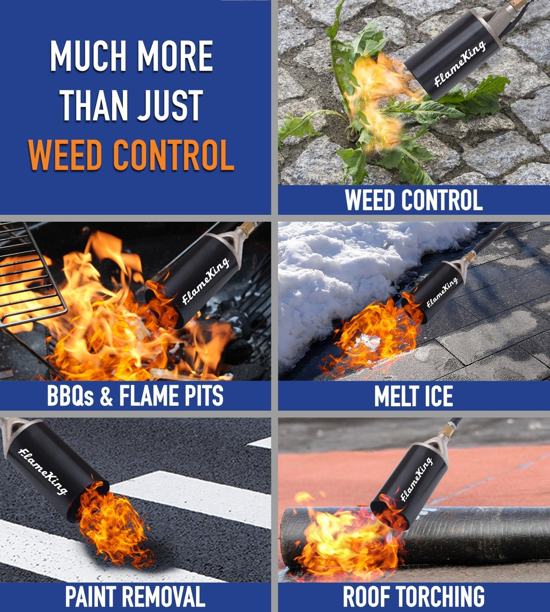 Flame King Auto Ignition Heavy Duty Propane Torch Weed Burner 340,000 BTU with Blast Trigger - Angler's Pro Tackle & Outdoors