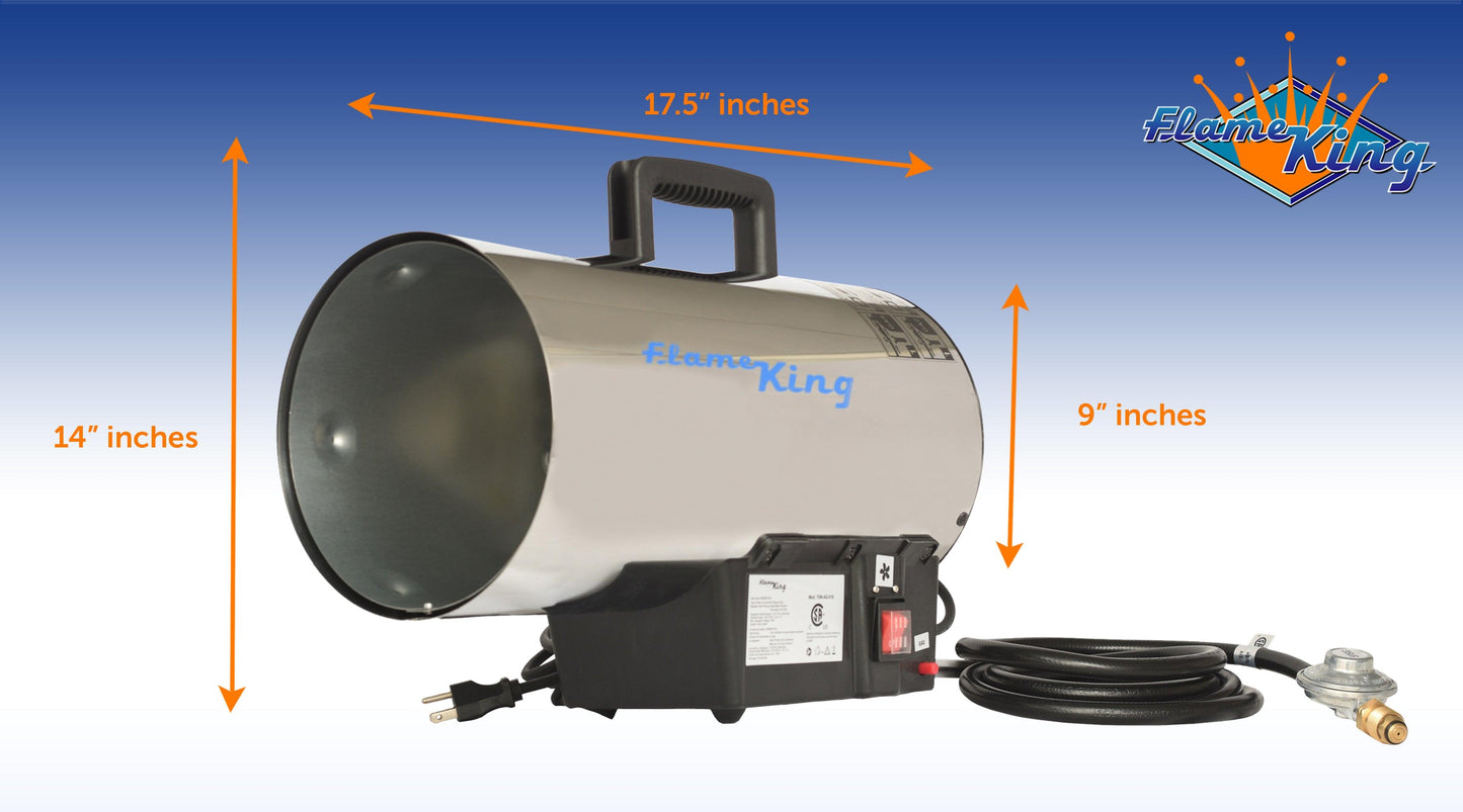 Flame King Forced Air Heater Portable Propane Tank Outdoor 60,000 BTU