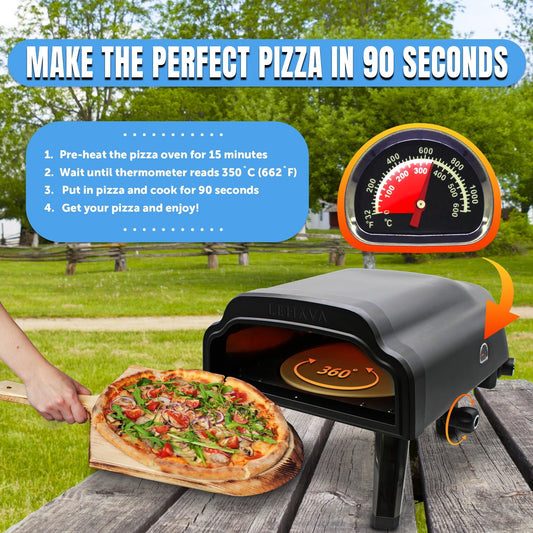 Flame King Outdoor Portable 14 - inch Propane Pizza Oven Gas 360 Degree Rotating Stone - Angler's Pro Tackle & Outdoors