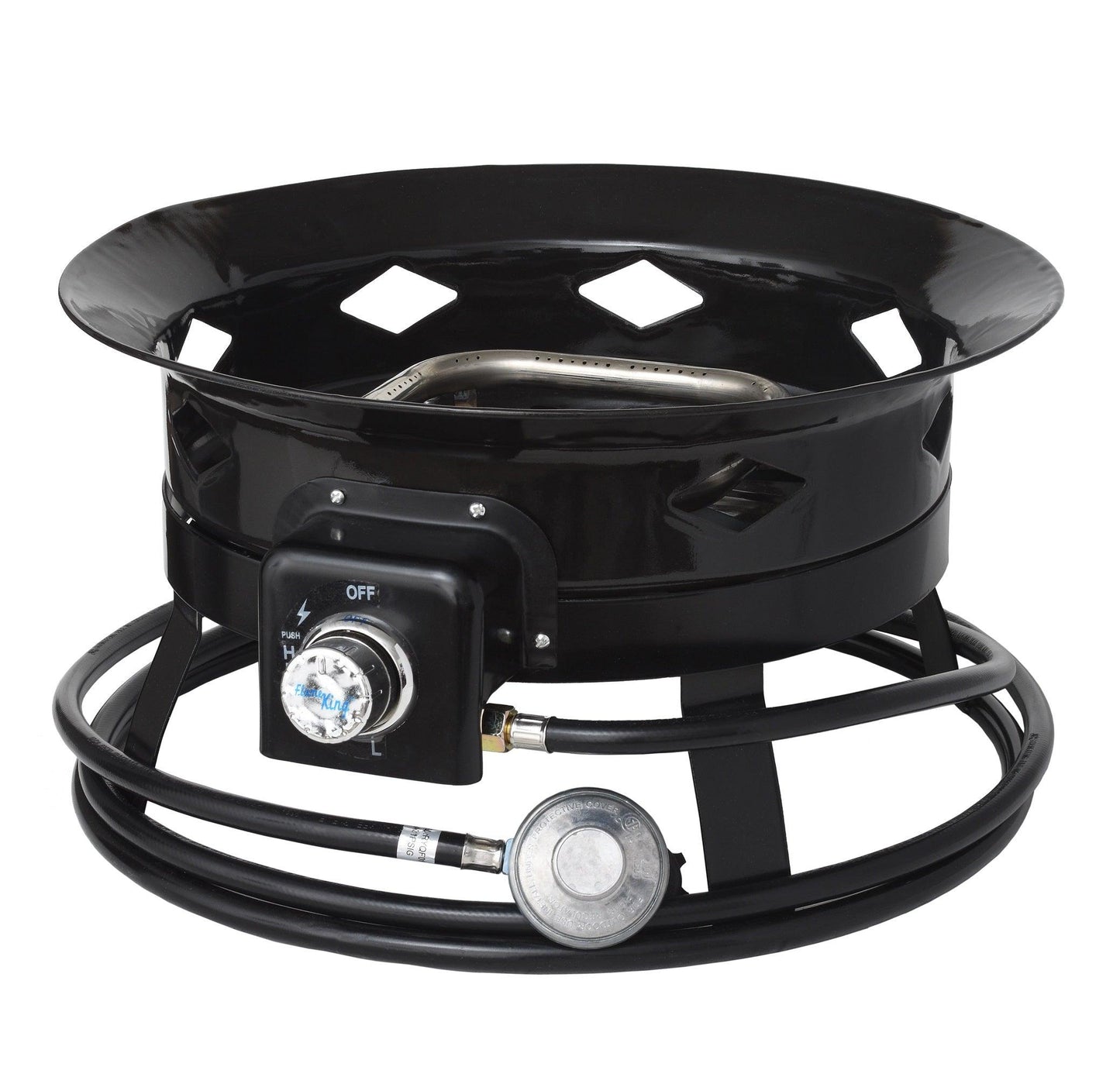 Flame King Outdoor Portable Propane Gas 19″ Fire Pit Bowl with Self Igniter Cover Carry Straps