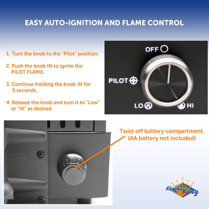 Flame King Portable Propane Alogfire Fireplace Heater Indoor and Outdoor - Angler's Pro Tackle & Outdoors