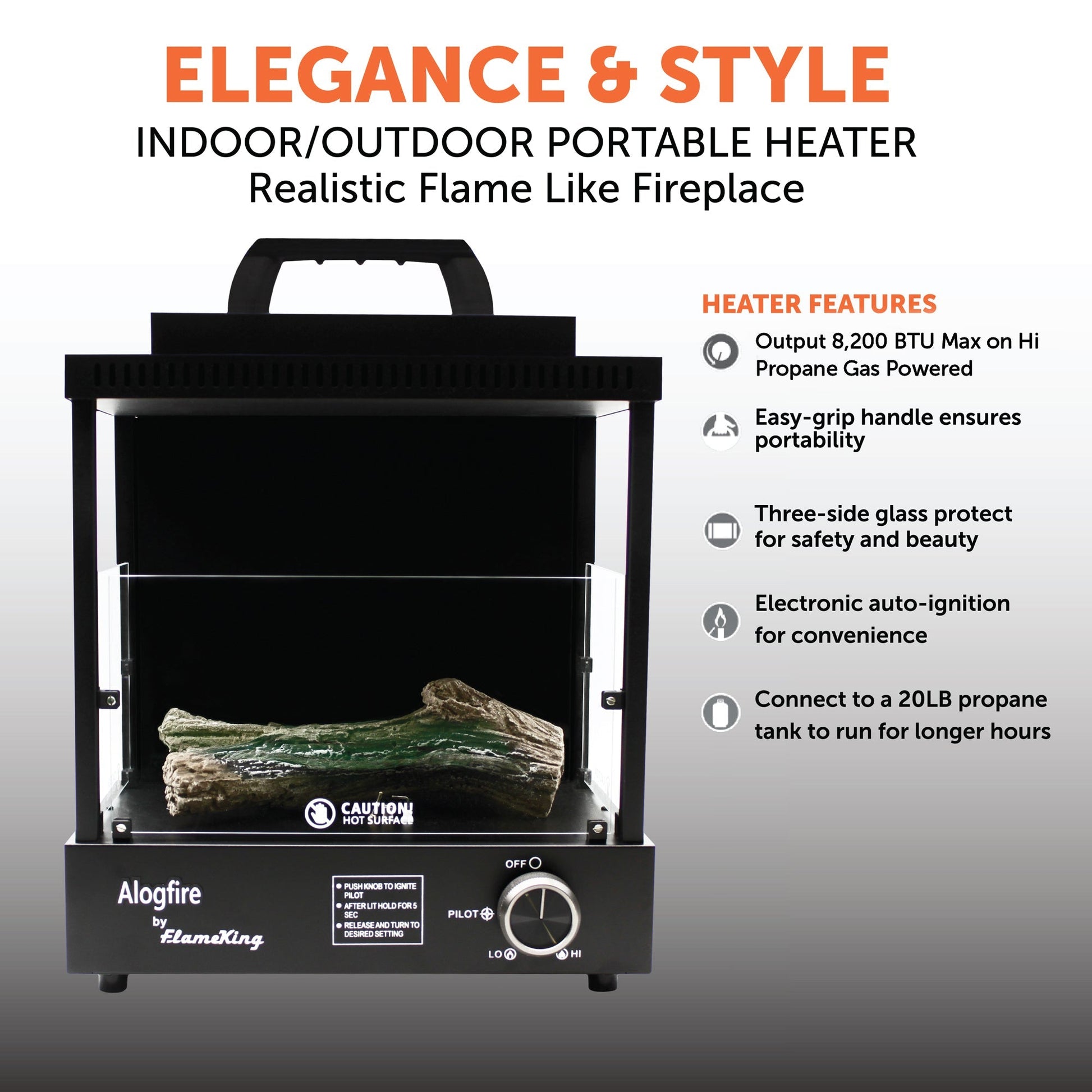 Flame King Portable Propane Alogfire Fireplace Heater Indoor and Outdoor - Angler's Pro Tackle & Outdoors