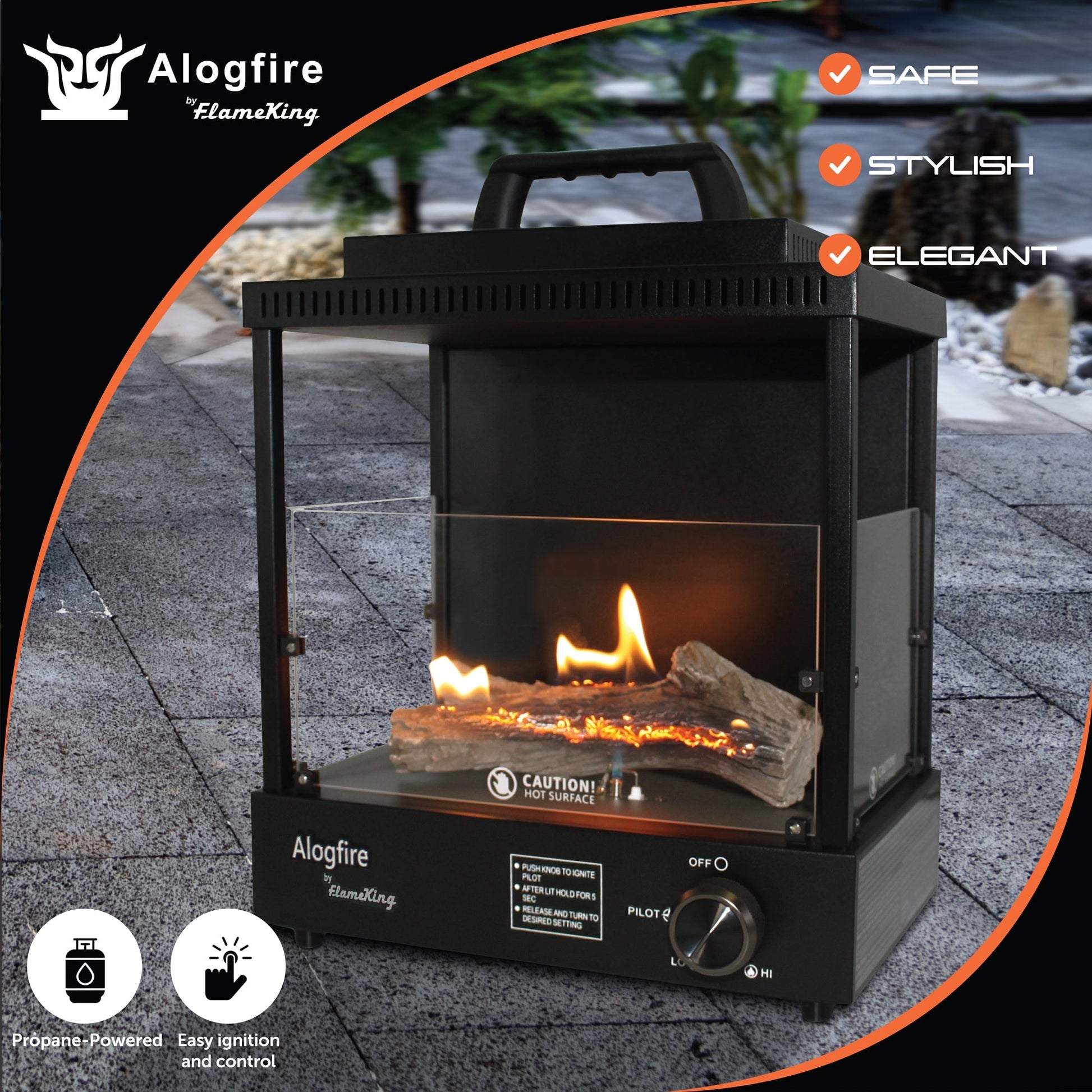 Flame King Portable Propane Alogfire Fireplace Heater Indoor and Outdoor - Angler's Pro Tackle & Outdoors