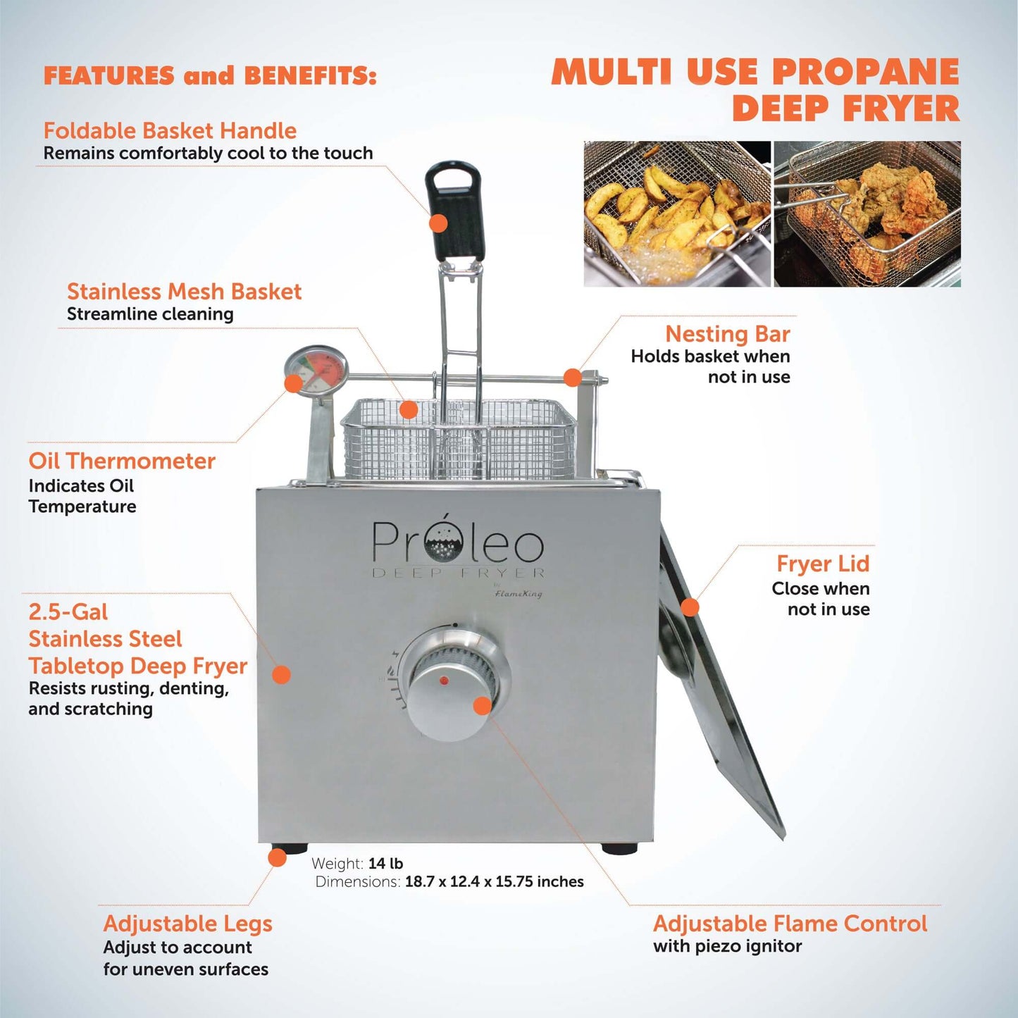 Flame King Proleo Portable Propane Deep Fryer - Angler's Pro Tackle & Outdoors