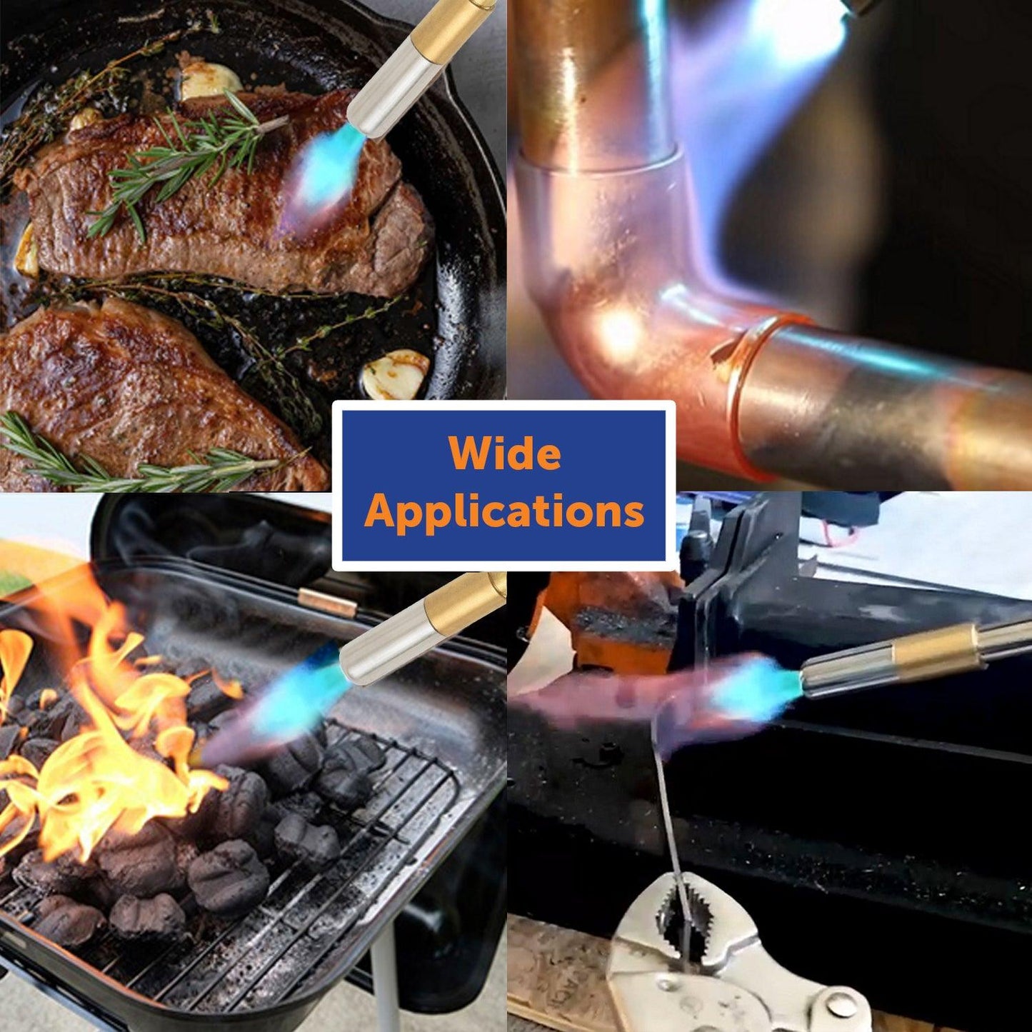 Flame King Propane Gas Blow Torch with Push Button Igniter & 2 Interchangeable Heads - Angler's Pro Tackle & Outdoors