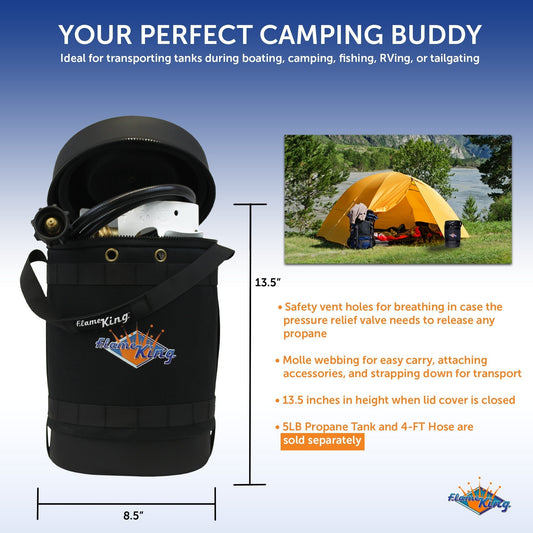 Flame King Propane Gas Hauler for 5lb Propane Tank Insulated Protective Carry Case - Angler's Pro Tackle & Outdoors