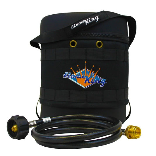 Flame King Propane Gas Hauler Kit - Insulated Protective Carry Case for 3lb Propane Tank plus Adapter Hose - Angler's Pro Tackle & Outdoors
