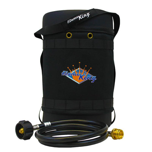 Flame King Propane Gas Hauler Kit - Insulated Protective Carry Case for 5lb Propane Tank plus Adapter Hose - Angler's Pro Tackle & Outdoors