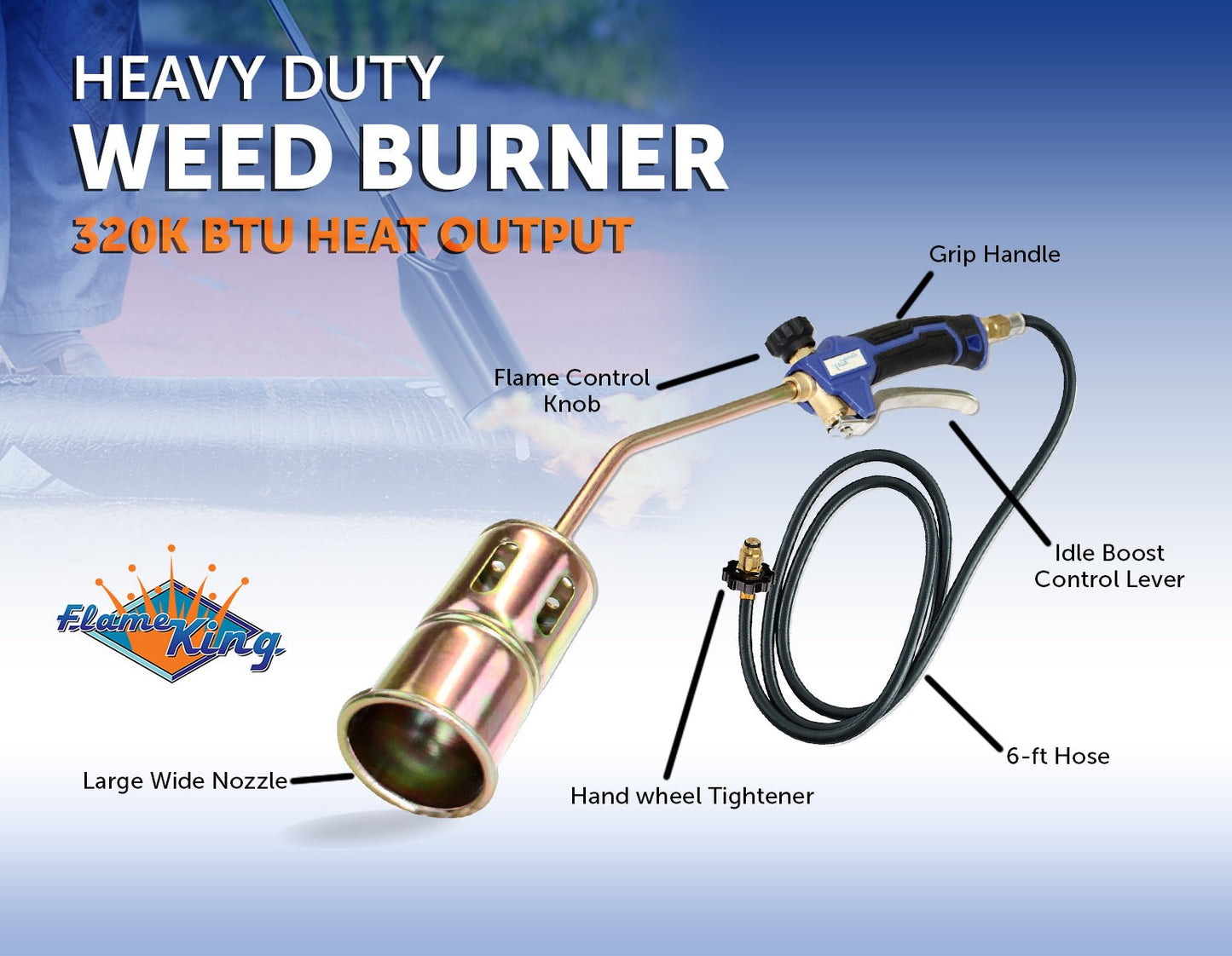 Flame King Propane Torch Weed Burner with Blast Trigger 320,000 BTU - Angler's Pro Tackle & Outdoors
