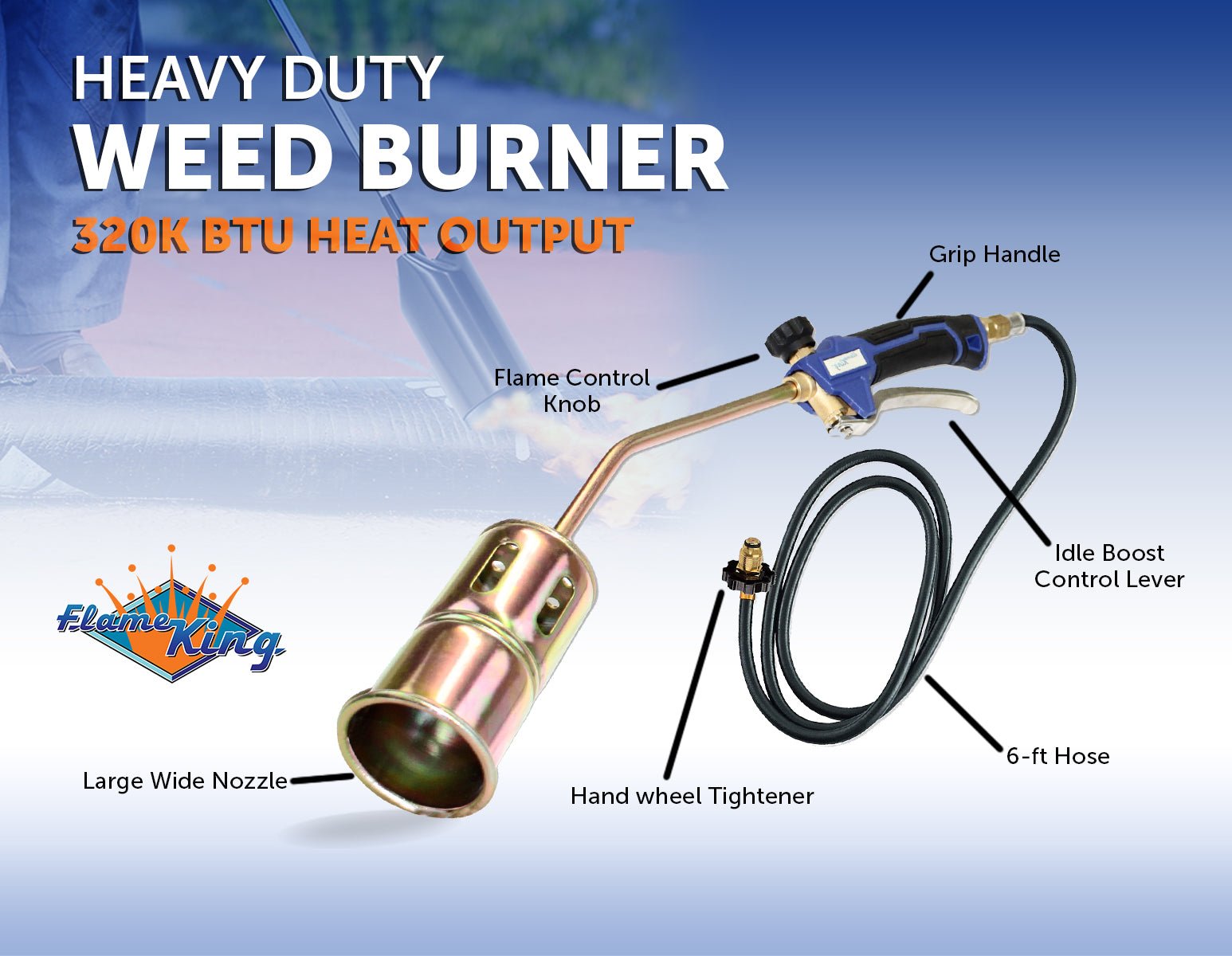 Flame King Propane Torch Weed Burner with Blast Trigger 320,000 BTU - Angler's Pro Tackle & Outdoors