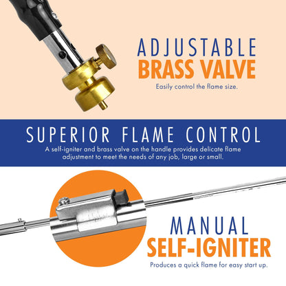 Flame King Propane Torch Weed Burner with Integrated Lighter - Angler's Pro Tackle & Outdoors