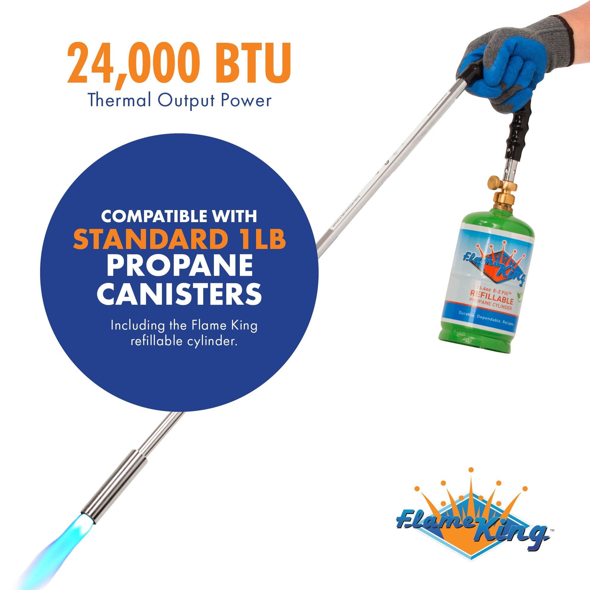 Flame King Propane Torch Weed Burner with Integrated Lighter - Angler's Pro Tackle & Outdoors