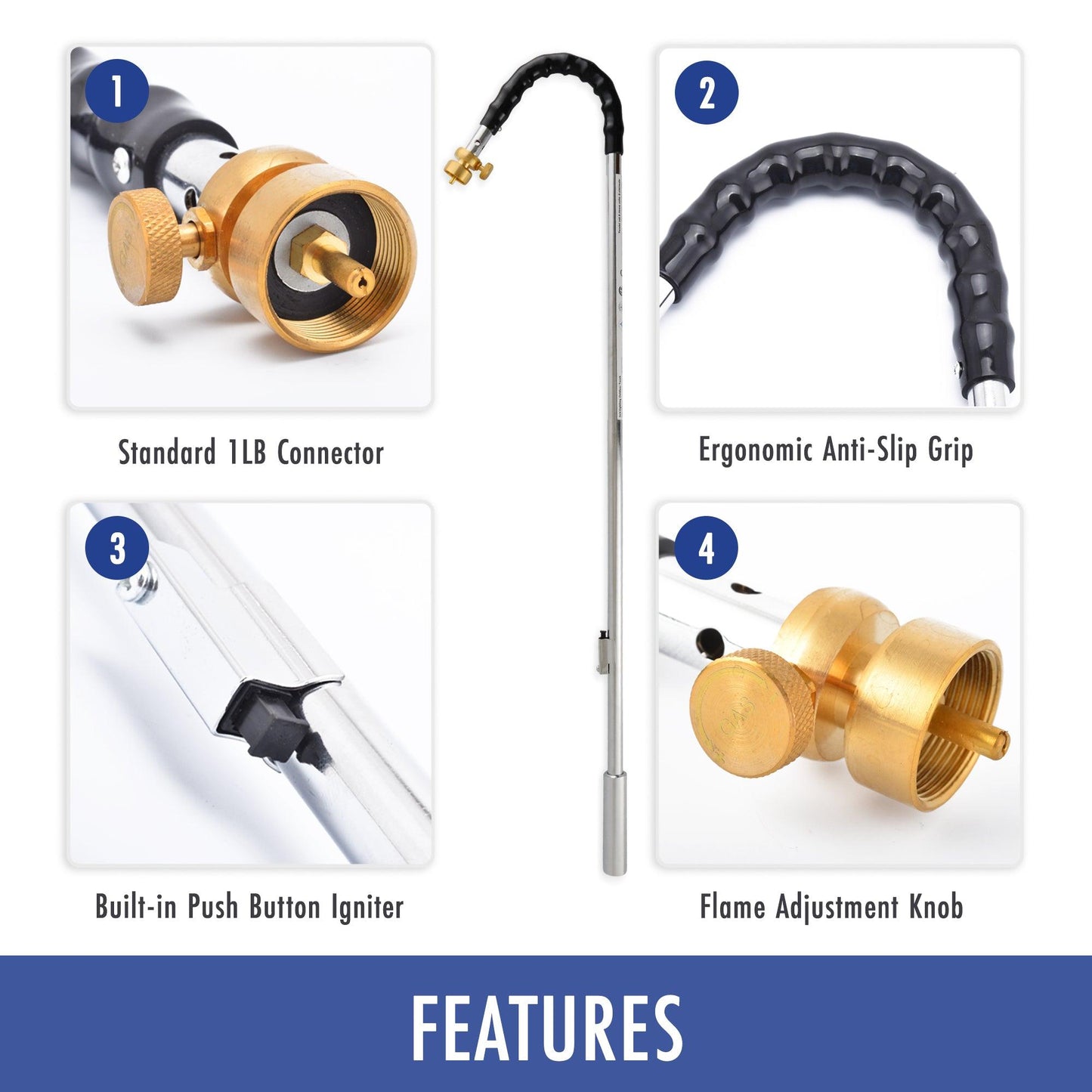 Flame King Propane Torch Weed Burner with Integrated Lighter - Angler's Pro Tackle & Outdoors