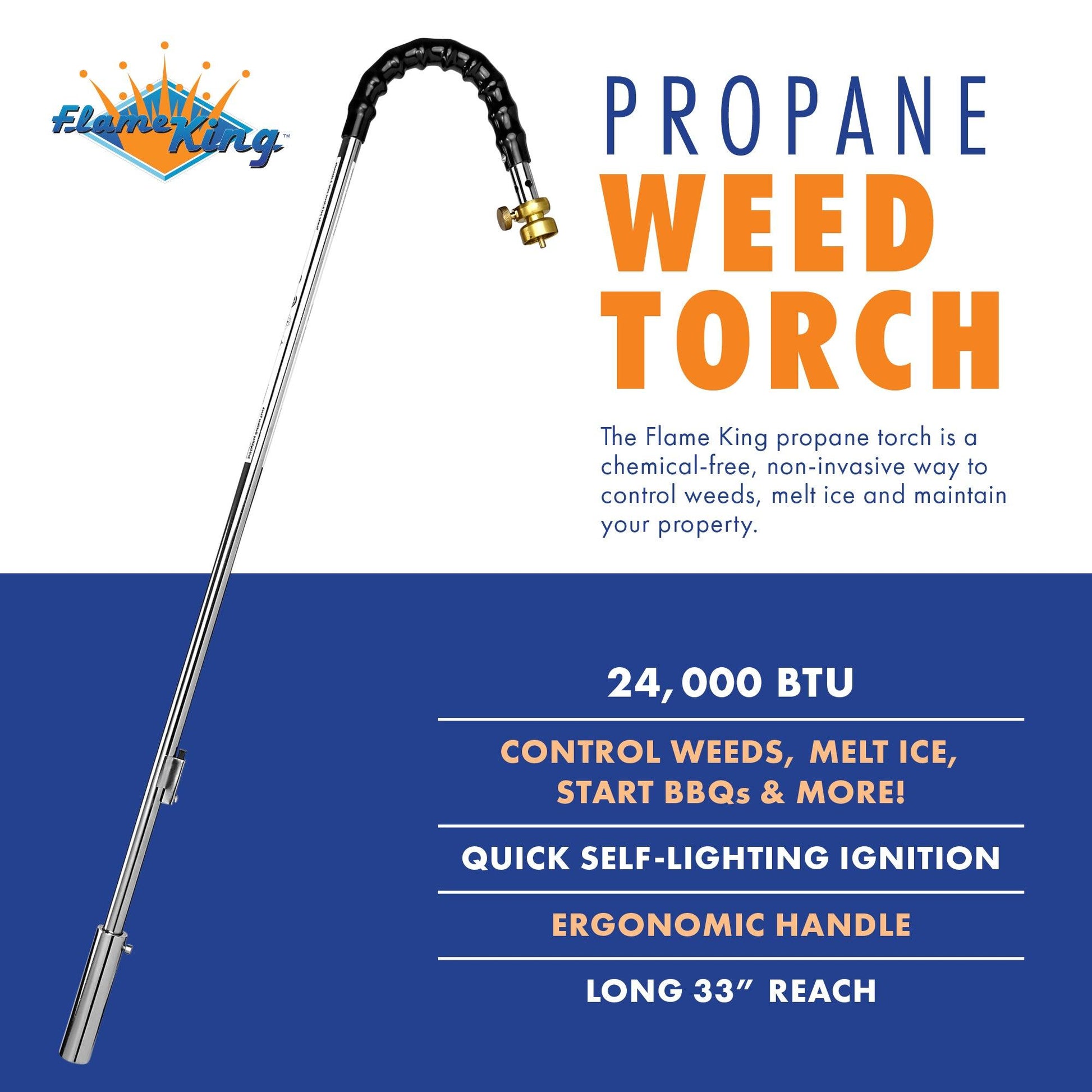 Flame King Propane Torch Weed Burner with Integrated Lighter - Angler's Pro Tackle & Outdoors