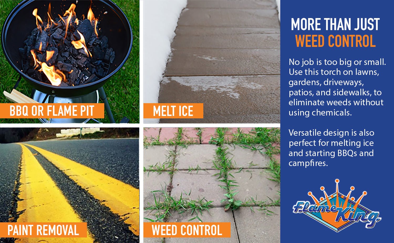 Flame King Propane Torch Wide Flame Weed Burner with Integrated Push Button Igniter - Angler's Pro Tackle & Outdoors