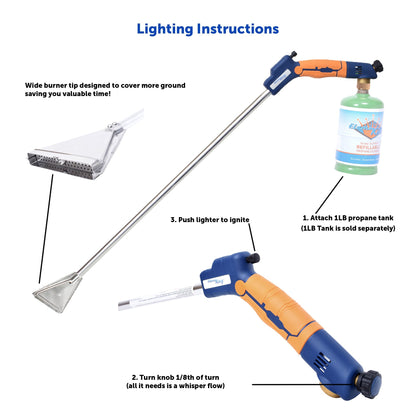 Flame King Propane Torch Wide Flame Weed Burner with Integrated Push Button Igniter - Angler's Pro Tackle & Outdoors