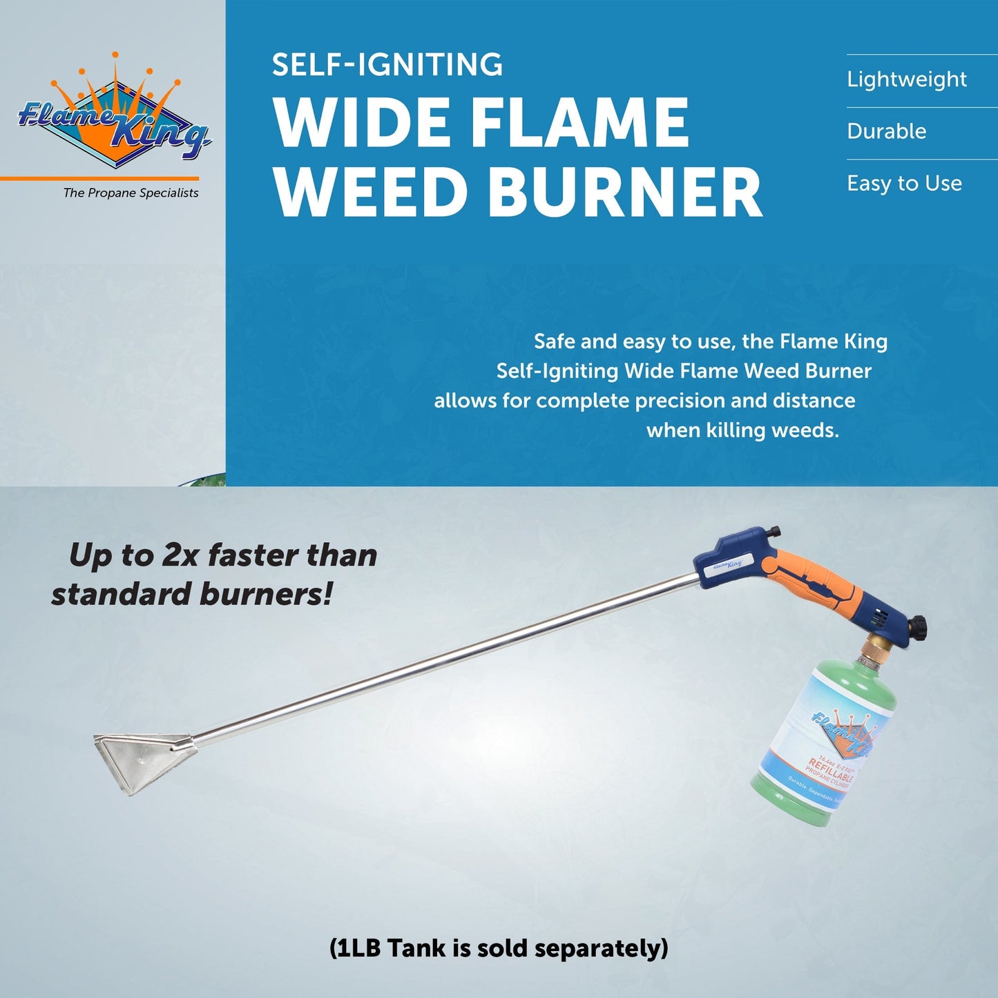 Flame King Propane Torch Wide Flame Weed Burner with Integrated Push Button Igniter - Angler's Pro Tackle & Outdoors