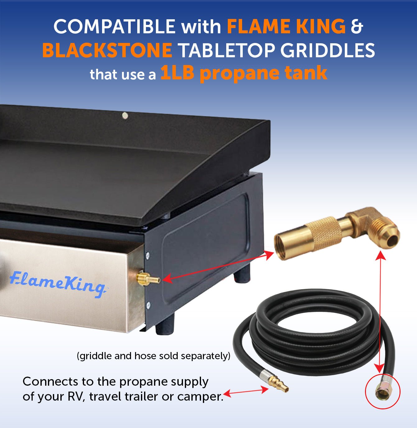 Flame King RV Quick Connect Elbow Adapter for 17" or 22" Griddle - Angler's Pro Tackle & Outdoors