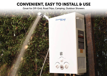 Flame King Tankless Outdoor Portable Camping Hot Shower Propane Gas 10L 2.64GPM Water Heater 68,000 BTU - Angler's Pro Tackle & Outdoors