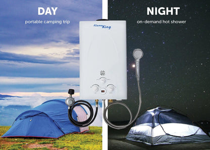 Flame King Tankless Outdoor Portable Camping Hot Shower Propane Gas 10L 2.64GPM Water Heater 68,000 BTU - Angler's Pro Tackle & Outdoors
