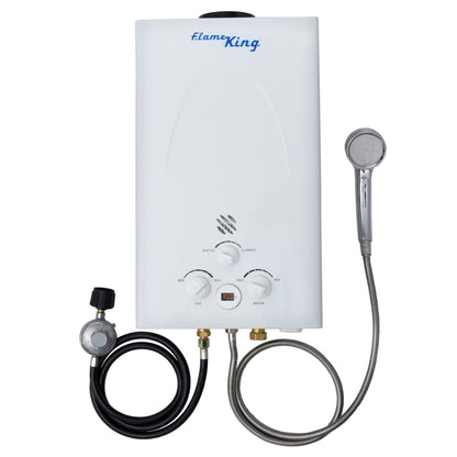 Flame King Tankless Outdoor Portable Camping Hot Shower Propane Gas 10L 2.64GPM Water Heater 68,000 BTU - Angler's Pro Tackle & Outdoors