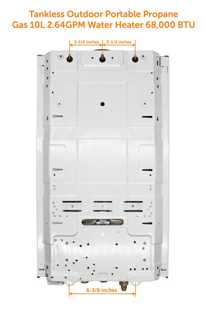 Flame King Tankless Outdoor Portable Camping Hot Shower Propane Gas 10L 2.64GPM Water Heater 68,000 BTU - Angler's Pro Tackle & Outdoors