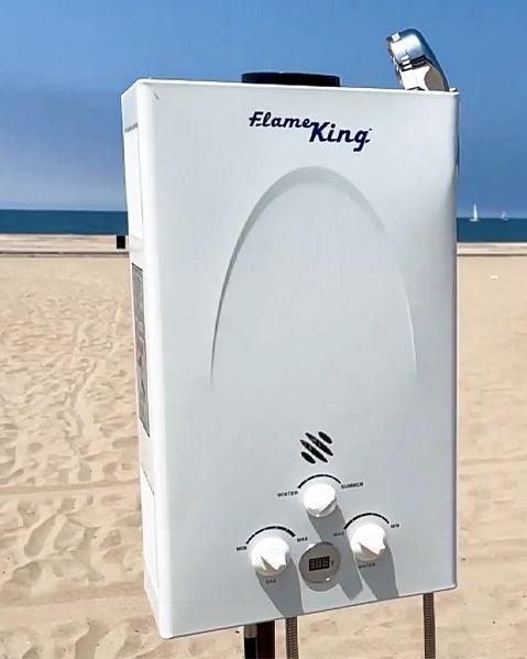 Flame King Tankless Outdoor Portable Camping Hot Shower Propane Gas 10L 2.64GPM Water Heater 68,000 BTU - Angler's Pro Tackle & Outdoors